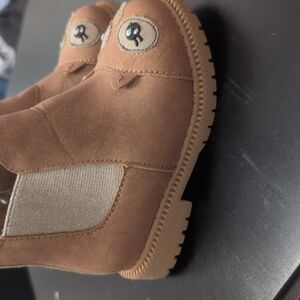 Kids Brown Suede Boots with Eye Design